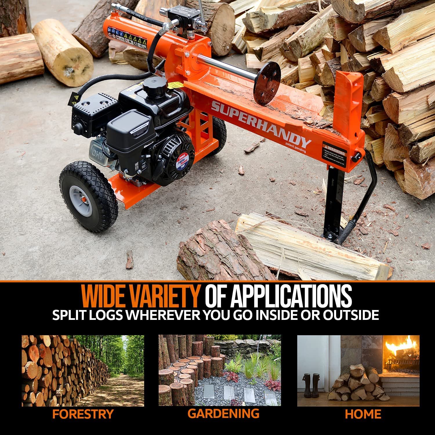 Super Handy GUO077 Portable 20 Ton Gas Powered Log Splitter New